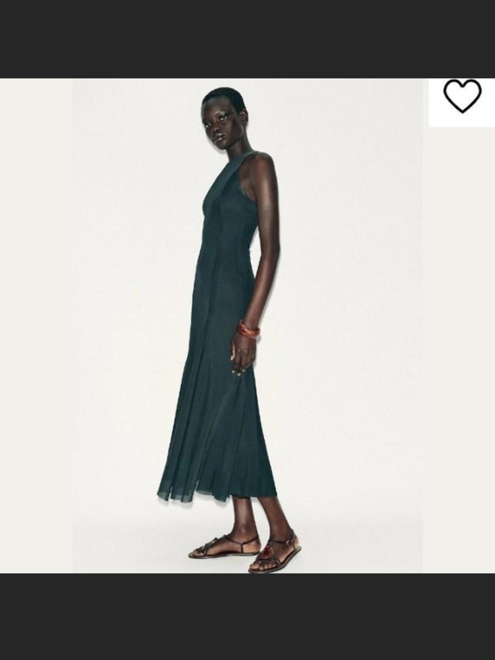 Zara Emerald Green Satin Halter Evening Dress - Picture 6 of 8
